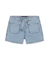 Tommy Hilfiger Big Girls Belted Denim Short In Medium Blue