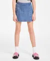 Tommy Hilfiger Big Girls Cotton Denim Wrap Cargo Skort In Dekalb Wash