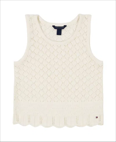 Tommy Hilfiger Kids' Big Girls Crochet Sweater Tank In Natural