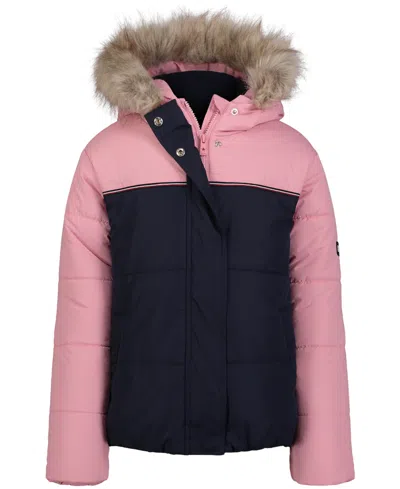 Tommy Hilfiger Kids' Big Girls Expedition Colorblock Puffer In Navy Blazer