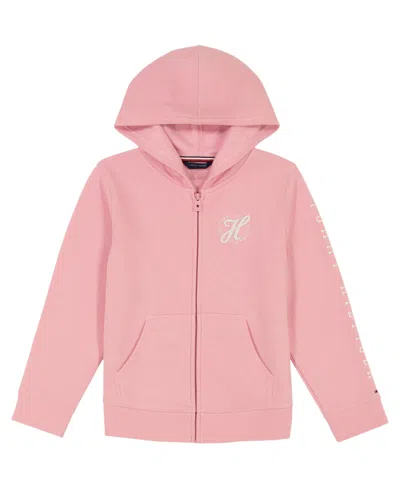 Tommy Hilfiger Kids' Big Girls Fleece Zip Hoodie In Light Pink