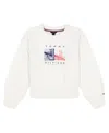 Tommy Hilfiger Big Girls French Terry Color Block Crewneck Sweatshirt In White