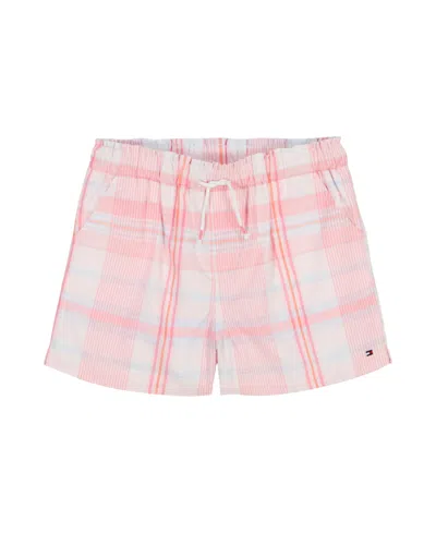 Tommy Hilfiger Kids' Big Girls Madras Plaid Shorts In Pink