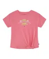 Tommy Hilfiger Big Girls Palm Sequin Side Tie Short Sleeve T-shirt In Bright Pink