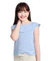 Tommy Hilfiger Big Girls Pointelle Ruffle Top In Windsurfer