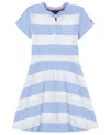Tommy Hilfiger Big Girls Rugby Stripe Short Sleeve Dress In Windsurfer