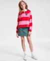 Tommy Hilfiger Big Girls Rugby Stripe Sweatshirt Cargo Skirt In Green