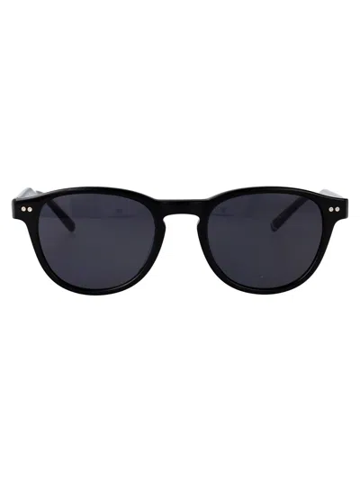 Tommy Hilfiger Black Acetate Sunglasses In Metallic