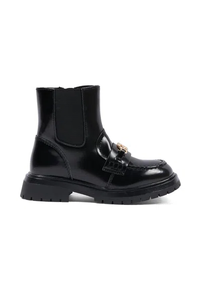 TOMMY HILFIGER BLACK ANKLE BOOTS FOR GIRL WITH LOGO