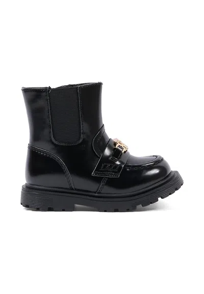 TOMMY HILFIGER BLACK ANKLE BOOTS FOR GIRL WITH LOGO