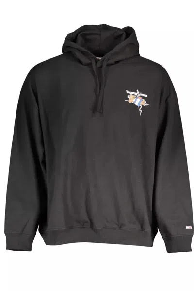 Tommy Hilfiger Sleek Hooded Sweatshirt With Embroidered Logo In Black