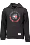 Tommy Hilfiger Elegant Black Cotton Hoodie With Embroidered Detail