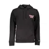 Tommy Hilfiger Sleek Cotton Hooded Sweatshirt With Logo Print In Black