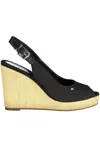 Tommy Hilfiger Black Cotton Women Sandal In Black