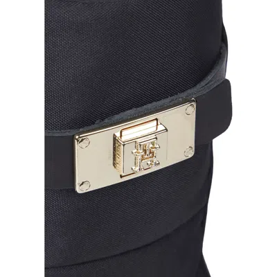 Tommy Hilfiger Black Leather Biker Platform Boots