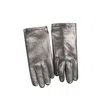 Tommy Hilfiger Black Leather Glove In Silver