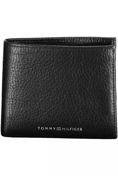 Tommy Hilfiger Black Leather Wallet In Blue