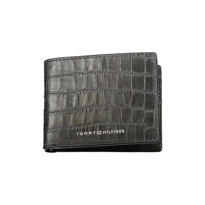 Tommy Hilfiger Black Leather Wallet In Grey