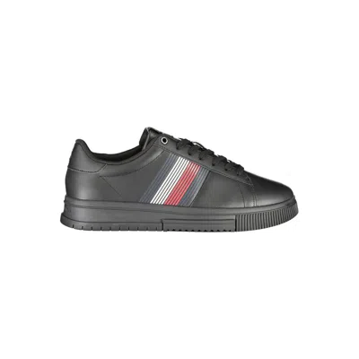 Tommy Hilfiger Leather Low-top Sneakers In Black