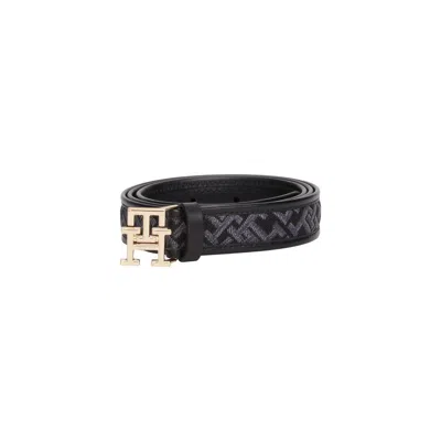 TOMMY HILFIGER BLACK POLYESTER THIN BELT