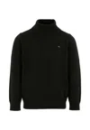 Tommy Hilfiger Black Turtleneck For Boy With Flag In Black