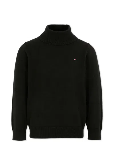 Tommy Hilfiger Kids' Black Turtleneck For Boy With Flag