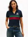 Tommy Hilfiger Block Stripe Crest Stretch Pique Polo In Blue