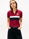 Tommy Hilfiger Block Stripe Crest Stretch Pique Polo In Red
