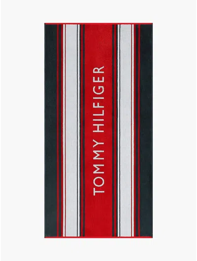 Tommy Hilfiger Block Stripe Hilfiger Logo Beach Towel