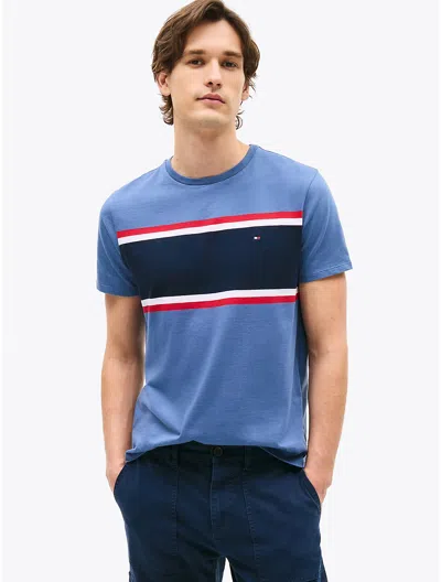 Tommy Hilfiger Block Stripe T In Faded Indigo