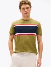 Tommy Hilfiger Block Stripe T In Uniform Olive