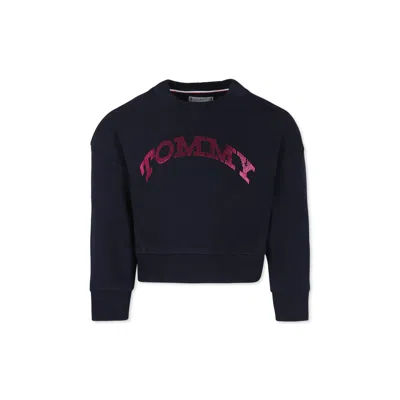 Tommy Hilfiger Kids' Blue Crop Sweatshirt For Girl With Logo