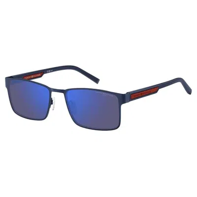 Tommy Hilfiger Blue Multilayer Rectangular Men's Sunglasses Th 2087/s 0fll/vi 57