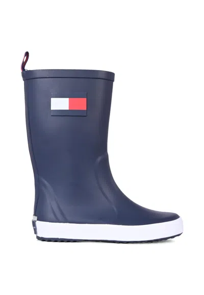 Tommy Hilfiger Blue Rain Boots For Kids With Flag
