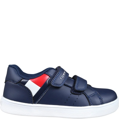 Tommy Hilfiger Blue Sneakers For Kids With Flag And Logo