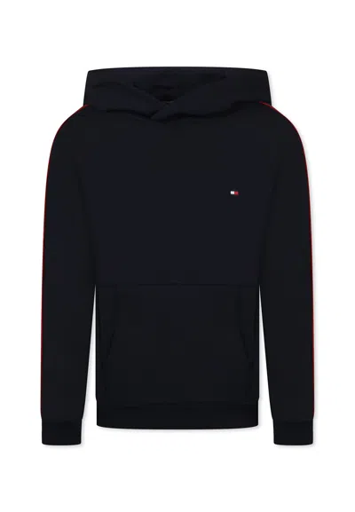 Tommy Hilfiger Kids' Blue Sweatshirt For Boy With Flag In Black