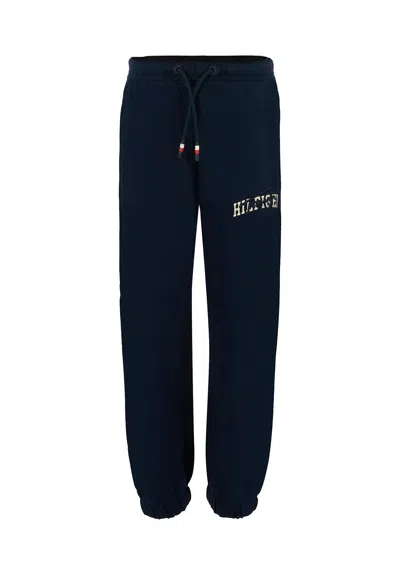 Tommy Hilfiger Kids' Blue Trousers For Boy With Logo In Black