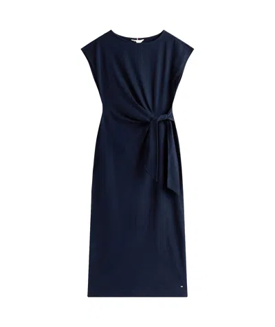 Tommy Hilfiger Boat Neck Slim Midi Dress In Late Night Navy Blue