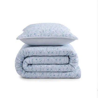 Tommy Hilfiger Boating Flags Cotton Reversible Blue Quilt Set In Blue;white