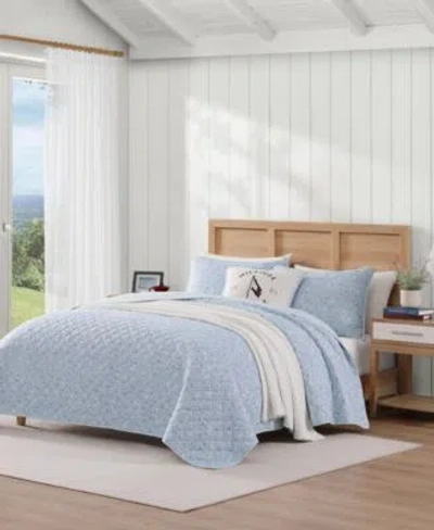 Tommy Hilfiger Boating Flags Cotton Reversible Quilt Sets In Blue