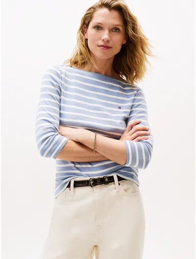Tommy Hilfiger Boatneck 3/4 Sleeve Slim Fit T In Blue
