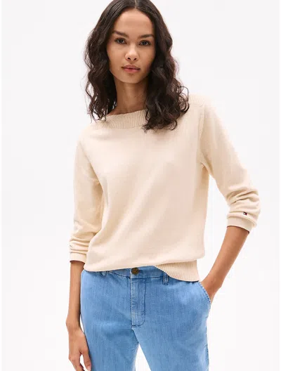 Tommy Hilfiger Boatneck Sweater In Beige Heather