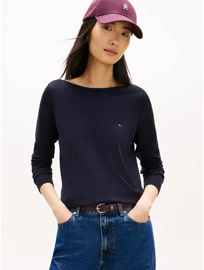 Tommy Hilfiger Boatneck Sweater In Black