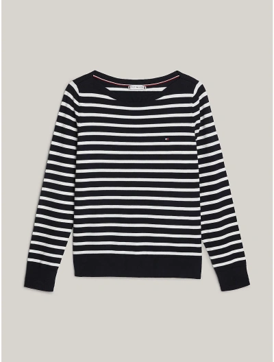 Tommy Hilfiger Boatneck Sweater In Navy / Ecru Stripe