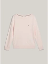 Tommy Hilfiger Boat-neck Cotton Sweater In Whimsy Pink