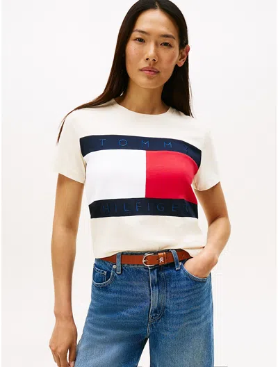 Tommy Hilfiger Bold Flag Logo Crewneck T In White
