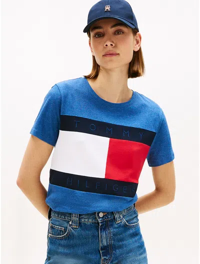 Tommy Hilfiger Bold Flag Logo Crewneck T In Blue