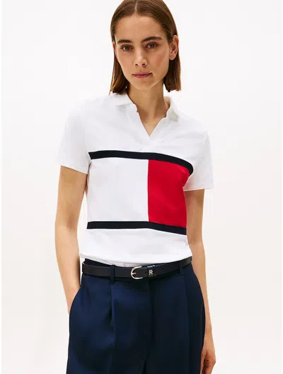 Tommy Hilfiger Bold Flag Open Placket Stretch Polo