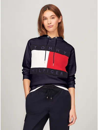 Tommy Hilfiger Bold New York Flag Hoodie In Navy
