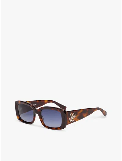 Tommy Hilfiger Bold Rectangular Frame Sunglasses In Brown